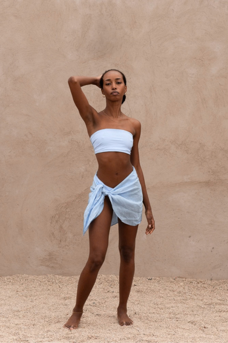 Linen Mini Sarong - Azzurro - The Thirties by gk