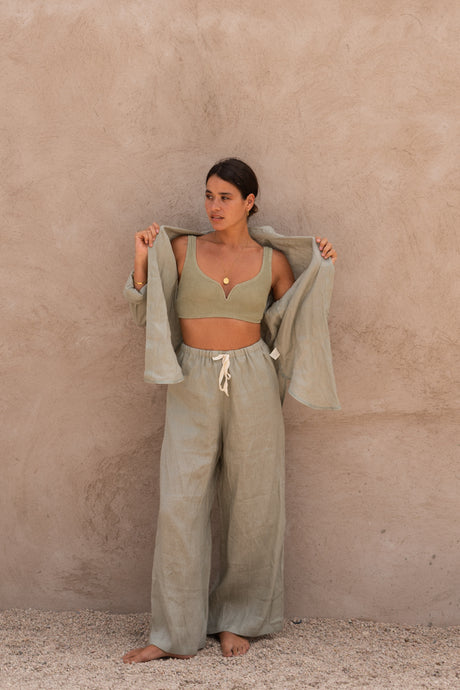 Linen Long Sleeve Shirt - Lichen // PRE-ORDER - The Thirties by gk