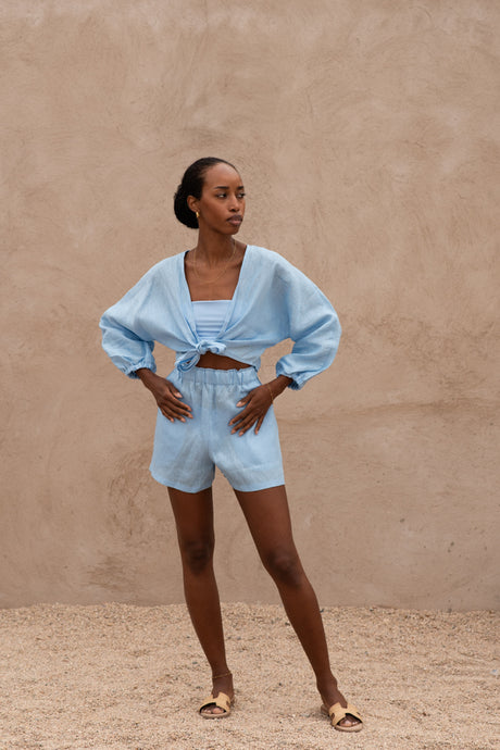 Tie Front Linen Top - Amalfi // PRE-ORDER - The Thirties by gk