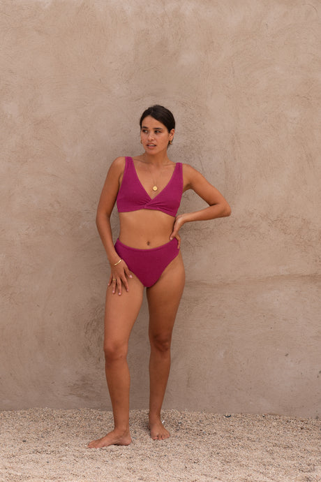 Cross-Front Bralette Top in Waffle - Rio - The Thirties by gk