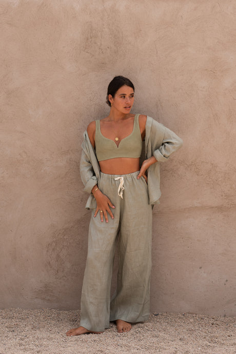 Linen Pants - Lichen // PRE-ORDER - The Thirties by gk