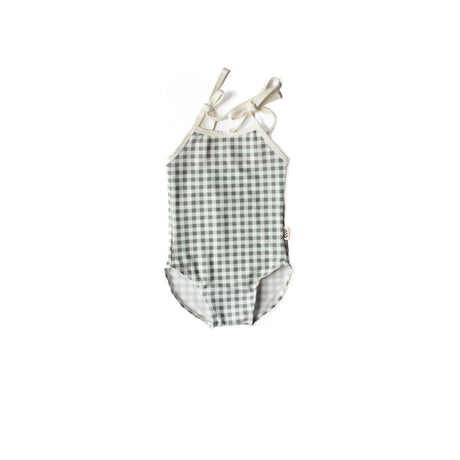 Tie Strap One-Piece Swimsuit - Gingham Green x Jess Megan - The Thirties by gk